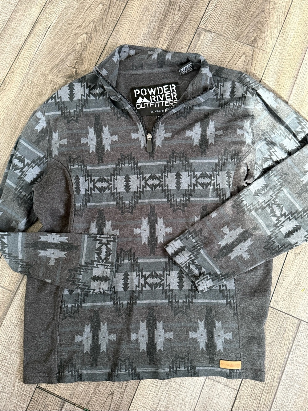 Powder River Outfitters Men's Gray Patterned Quarter-Zip Shirt Jacket